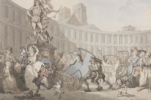 Place des Victoires, Parijs door Thomas Rowlandson